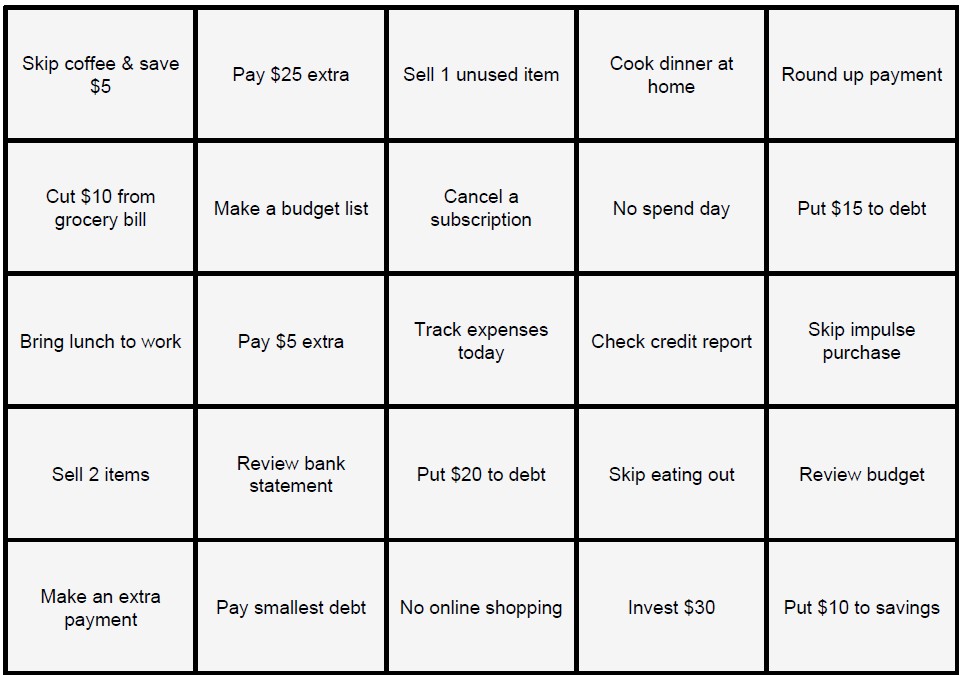 Debt Payoff Bingo Preview